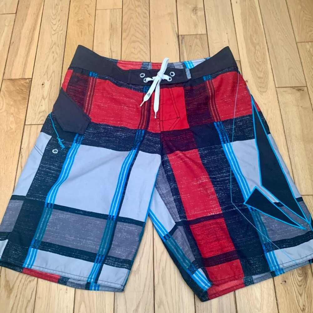 Volcom Board Shorts Swimming Surfing Outdoor Fishing Men’s 34 Blue Red White